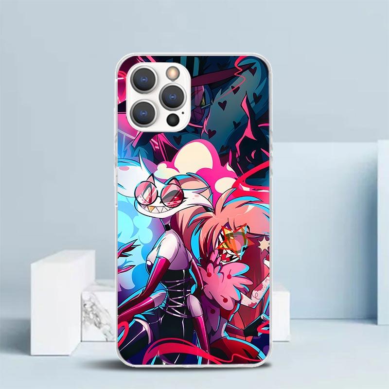 H-Hazbin H-Hotel Ангел Пыль Мягкий Чехол для iPhone 16 17 Air 15 14 Pro Max 16E Чехол для Телефона 13 Mini 12 11 7 SE 8 Печатный Рисунок Подходит