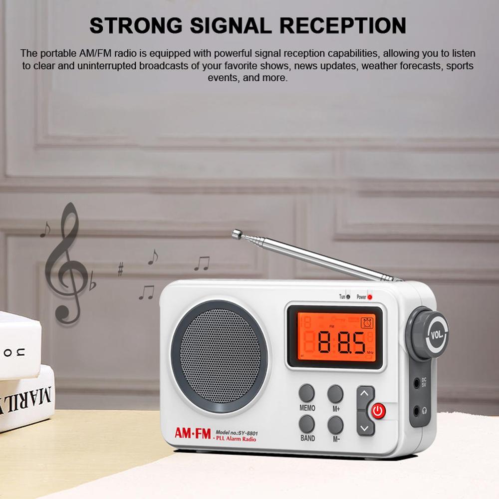 Портативное AM/FM-радио с ЖК-дисплеем, стереорадио, питание от аккумулятора и USB, будильник
