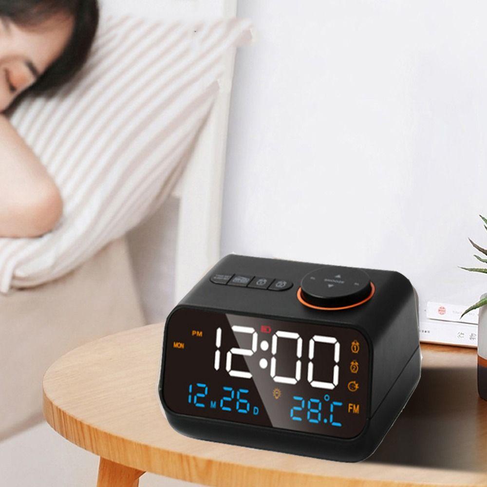 Термометр FM-радио Светодиодный будильник Зарядка через USB Таймер сна Прикроватный для пробуждения