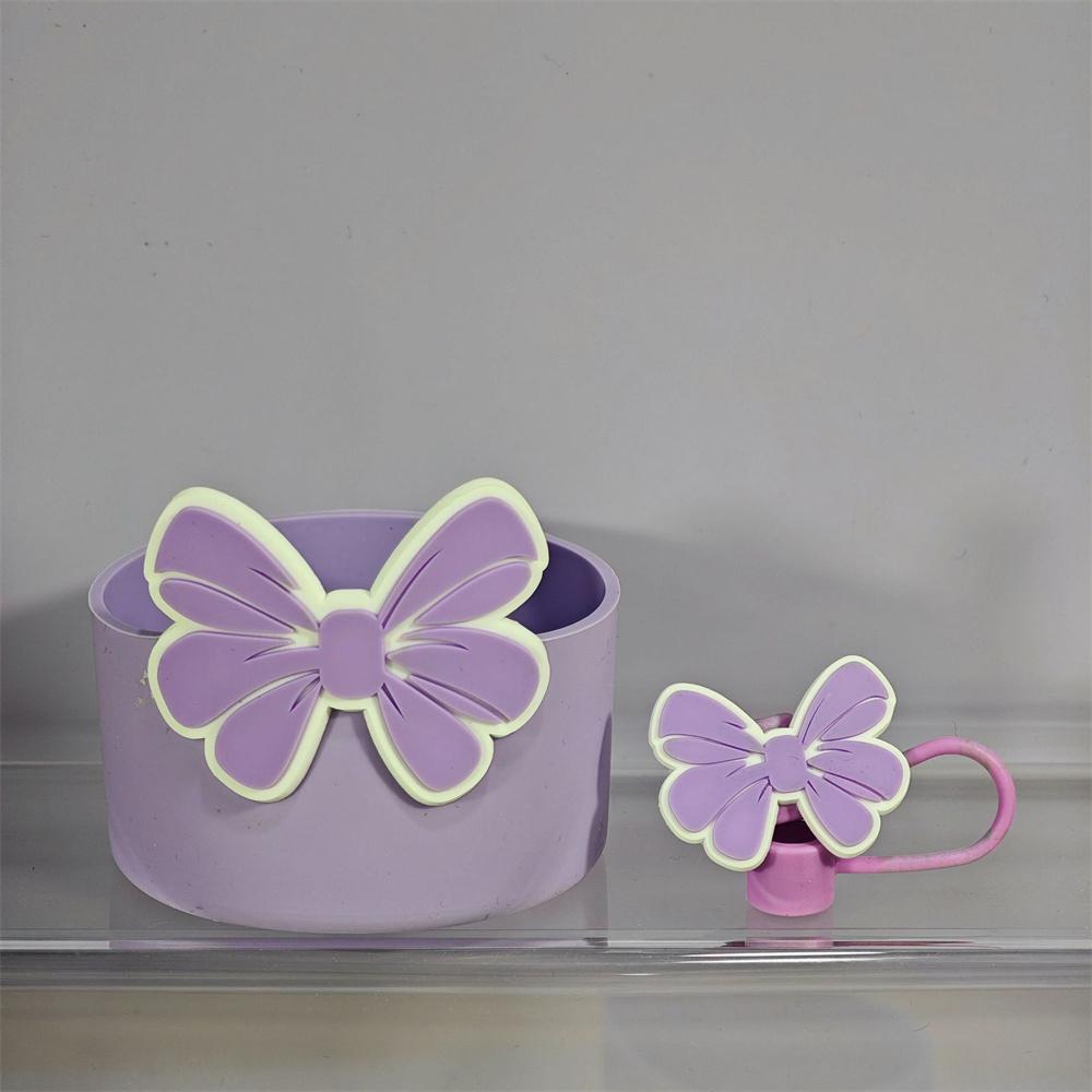 Cute Bow Silicone Boot Bottom Sleeve Cover for Stanley 30/40 OZ Tumbler Cup Protection Case Straw Covers Cap For Stanley Cup