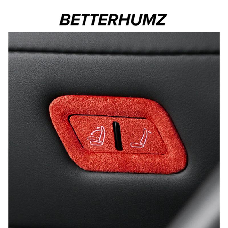 Betterhumz For Tesla Model Y Juniper 2025- Made of Alcantara Rear Seat Adjust Button Trim Sticker Decor Car Interior Accessories