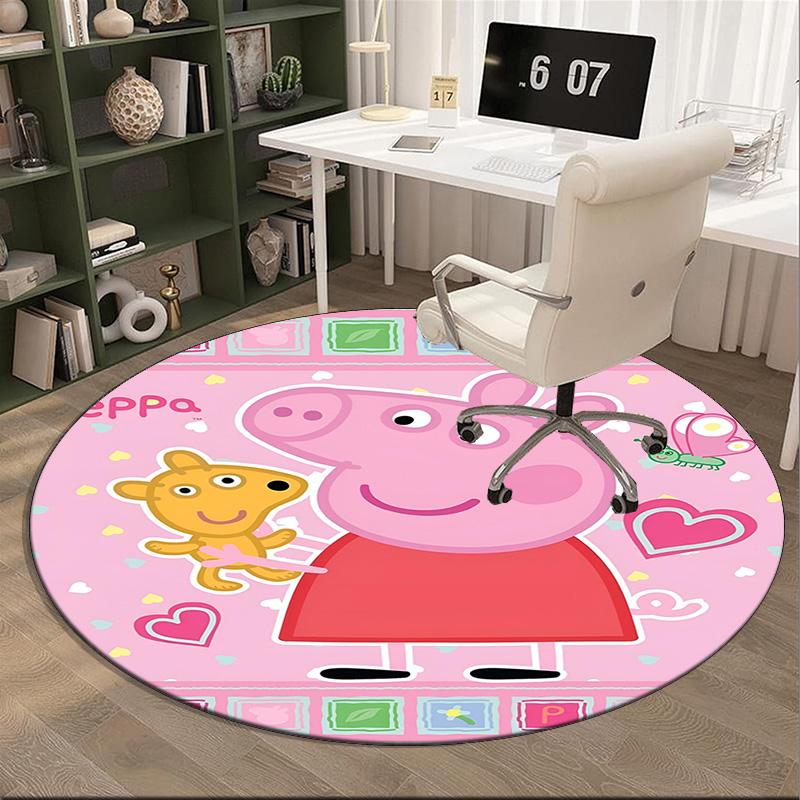 Dance Party With Peppa Round Rug for Livingroom,Bedroom, Palyroom, Chair Rug, Area rug, Circle Carpet, Fan Christmas gift