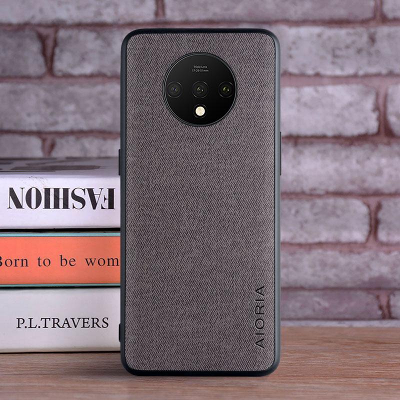 Текстильный кожаный чехол для Oneplus 7T, мягкий ТПУ с задней крышкой из твердого поликарбоната, дизайн с защитой камеры