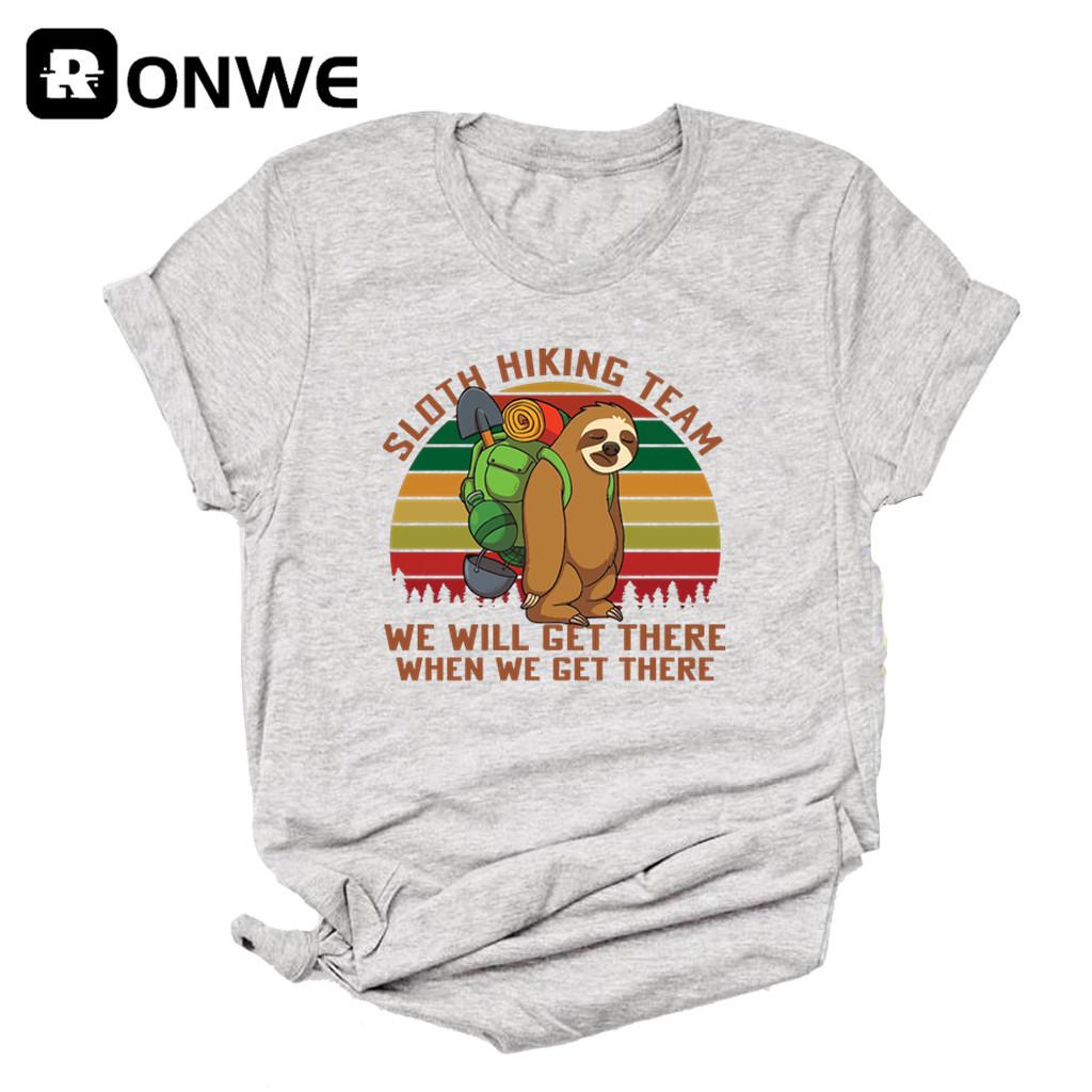 Sloth Hiking Team We Will Get There When We Get There Women T Shirts Gril Casual