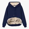 Womens Warm Winter Coat Thick Wool Hooded Jacket with Fur Lining Sweatshirt Top