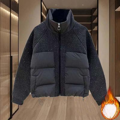 Утолщенная теплая хлопковая одежда для женщин, зимняя новая корейская универсальная водолазка с застежкой-молнией и длинными рукавами