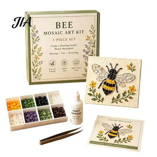 DIY Craft Projects for Adults Sea Glass Mosaic Art Kit, Flower Insect Nature Inspired Sets Kit with Colorful Pieces Beginners, Handmade Wall
