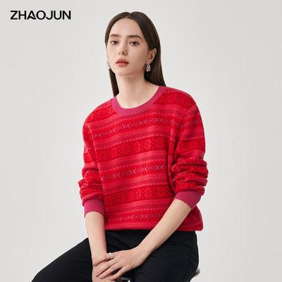 Женский шерстяной свитер жаккардовым узором Fair Isle Zhaojun