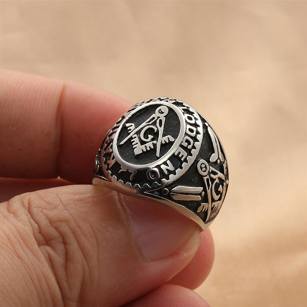 Vintage 316L Stainless Steel Masonic Letter Ring for Men Women Free Mason Masonic G Ring Fashion Vintage Jewelry Gift Wholesale