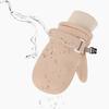 1 Pair Kids Gloves Waterproof Winter Ski Gloves Soft Fleece Lining Windproof Adjustable Strap Solid Color Threaded Gloves