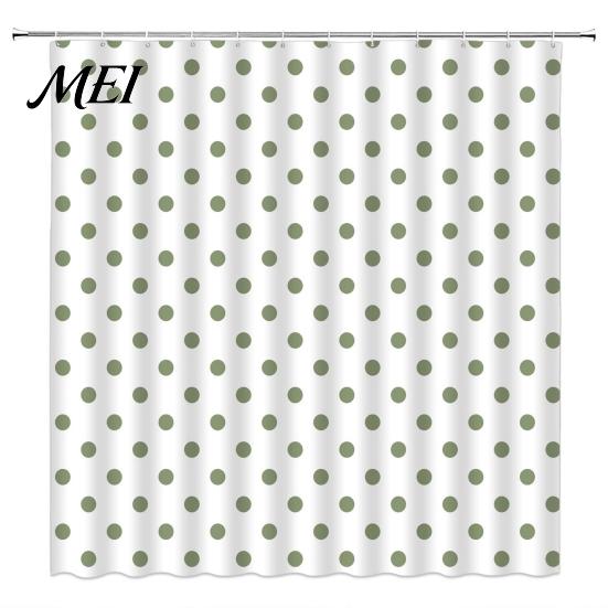 Durable Bathroom Partition Curtains Polka Dot Shower Curtain with Hooks, Waterproof Fabric Curtain, Retro Bath Polyester Hooks for Bathtub Decor,