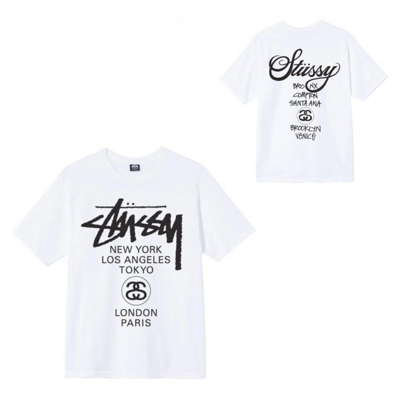 Mens Short Sleeve T-Shirt Loose Fit Round Neck Letter Print Casual Street Style Couples Top