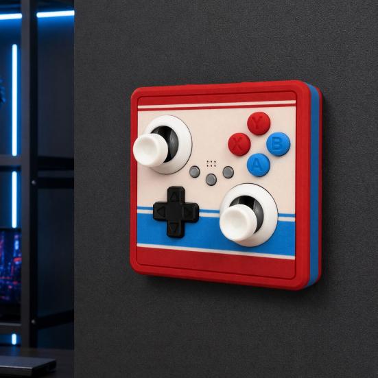 Retro Joystick Switch Cover Arcade Game Controller Light Cover, 1-Gang/2-Gang Wall Plate with XYAB Unique Buttons, Gaming Decor for Room Bedroom, Gift