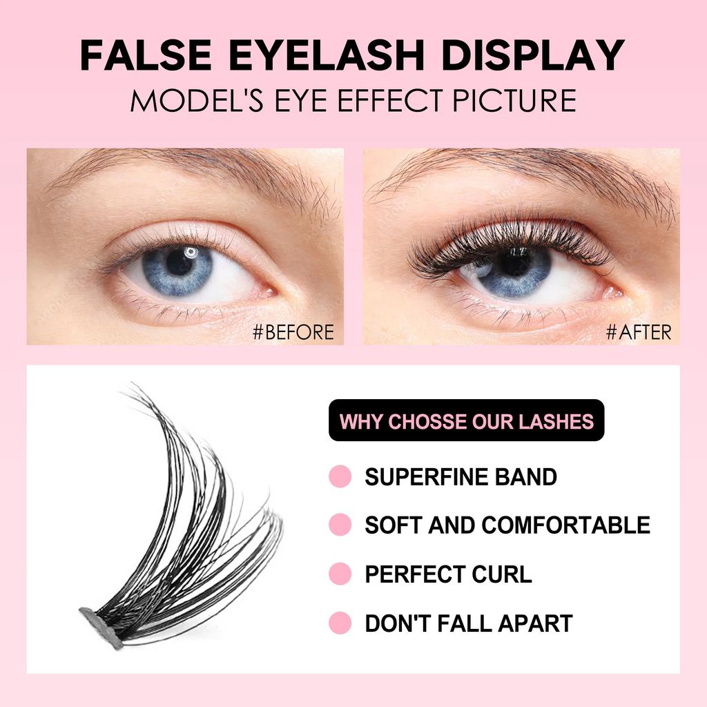 Набор для самостоятельного наращивания ресниц, ресницы 200 шт., пучки, средства для наращивания и фиксации ресниц, инструменты для склеивания ресниц, аксессуары для клея