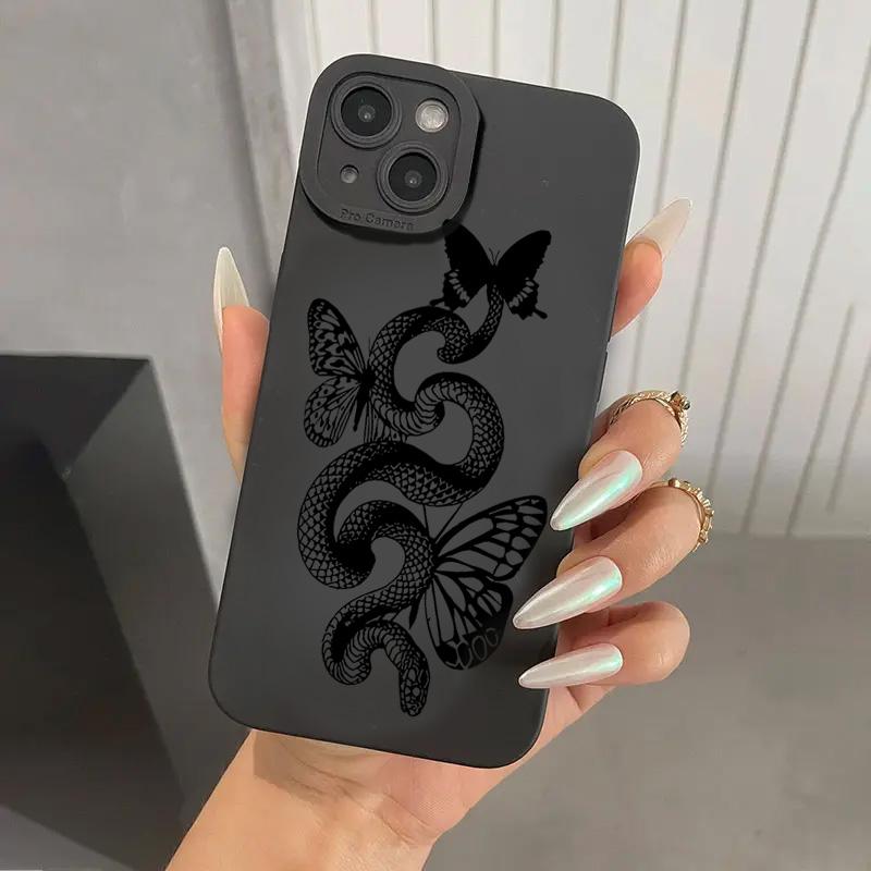 Милый забавный чехол-змея для телефона iPhone 17 16E 11 12 13 14 15 16 17 Air Pro Max XS XR X 8 7 Plus SE2 Plus Матовый мягкий чехол