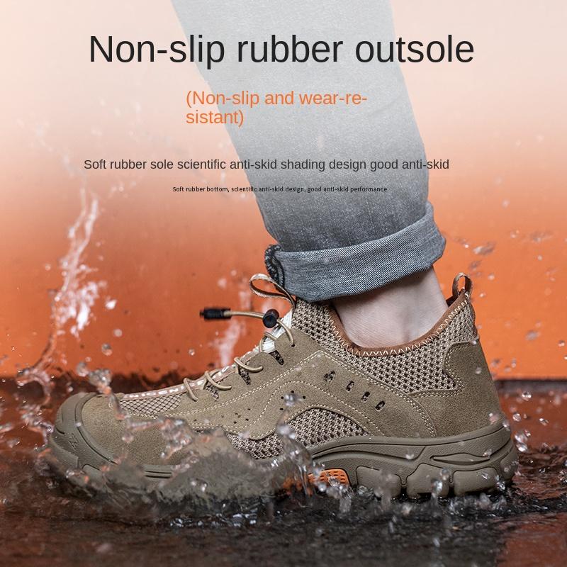 Fashion Summer Breathable Men Work Safety Shoes Steel Toe Cap Working Boots Construction Indestructible Work Sneakers