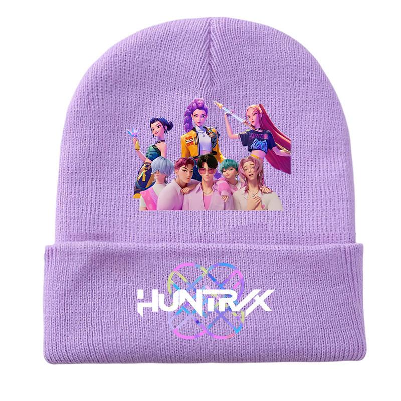 Kids Boys Girls Demon Hunters Derpy Rumi Zoey Mira Printed Knitted Hat Thread Velvet Cap Autumn Winter Warm Knitted Hat