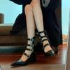 Fashion Hot Selling Women's Shoes 2024 Summer Pointed Toe Solid Color Women's High Heels Fashion Buckle Square Heel Casual High Heels