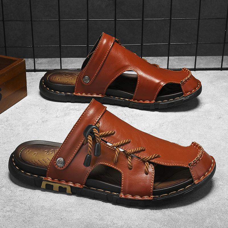 Fashion CYYTL Mens Slippers Casual Summer Shoes Beach Sandals Outdoor Slides Leather Walking Comfort Luxury Designer Fashion Lightweight