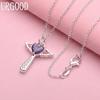 Серебряный кулон-крест 925 пробы с фиолетовым цирконом AAA, модное свадебное ювелирное изделие