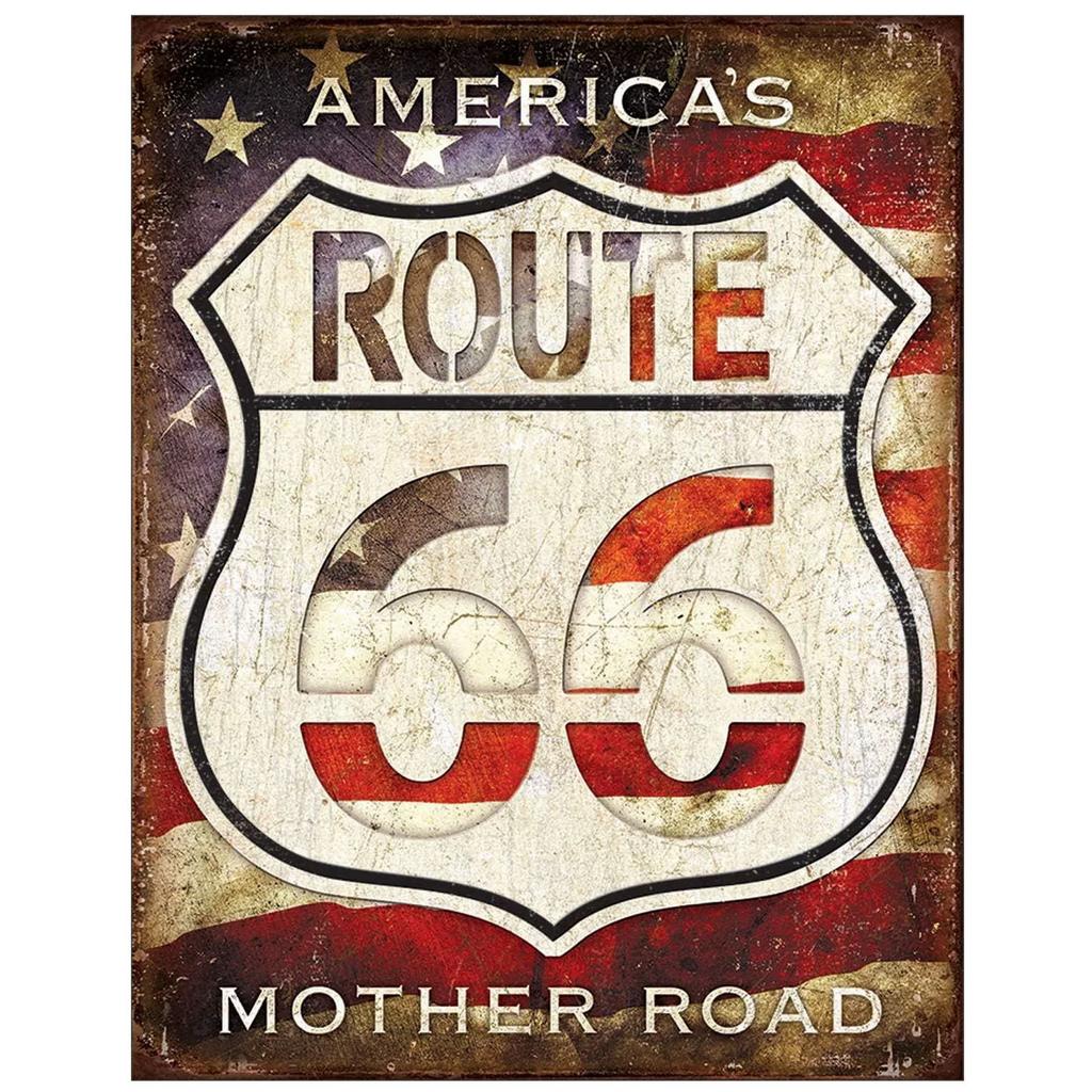 США Маршрут 66 Металлические таблички Настенный плакат Табличка Предупреждающий знак Винтажная железная картина Украшение для дома Кафе Гостиной Клуба Бара