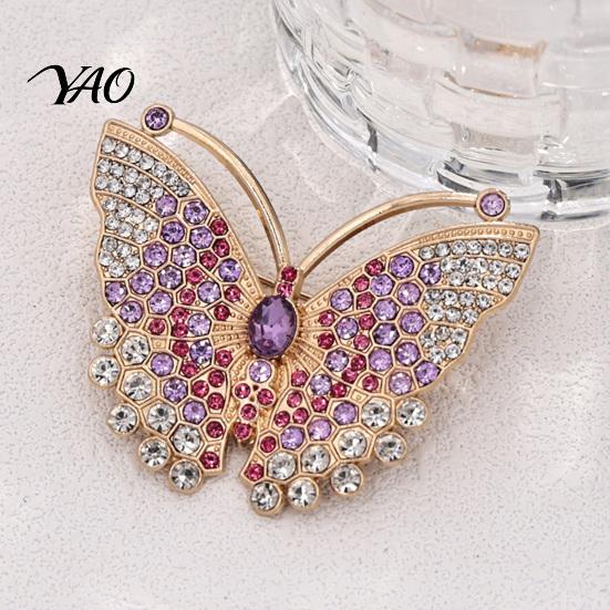 Shirts Lapel Pins Rhinestone Butterfly Brooch for Women, Vintage Insect Pin, Alloy Pin Decorative Accessory Clothes Scarf Shawl Dress Bag Retro