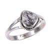 Natural Black Rutile Gemstone Handmade 925 Solid Sterling Silver Ring S.10 e4Y96