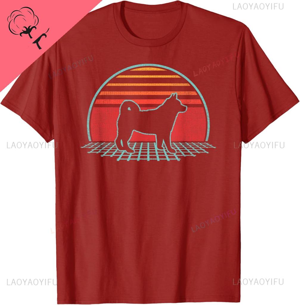 Shiba Inu Retro Vintage 80s Style Dog Lover Gift  Short Sleeve Breathable and Comfortable Vintage T Shirt Camisas Streetwear