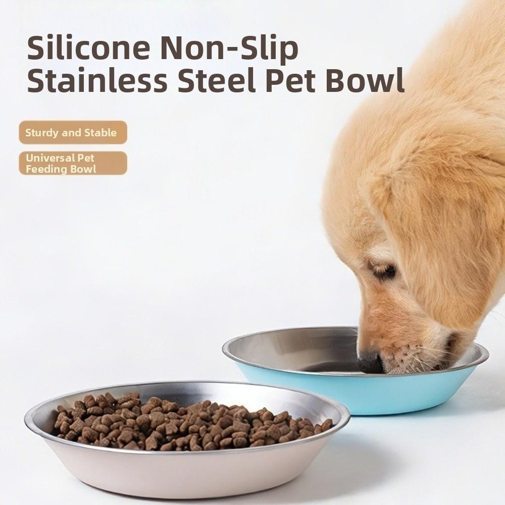 Wide Mouth Cat Food Bowls Anti-Tip Dog Food Dish Stainless Steel Dog Bowl Pet Drinking Feeding