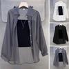 Chiffon Shirt Lapel Thin Sun Coat Single Breasted Shirt Long Sleeve Solid Color Protection Clothing