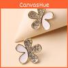 For Gift Jewelry Women Summer Floral Metal Earrings With Sparkling Detail