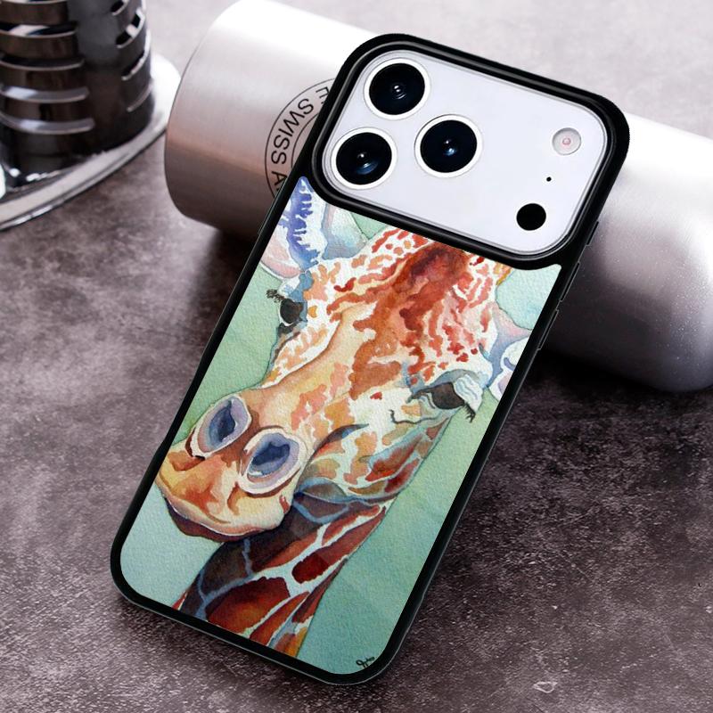 Animal Funy Grey Giraffes with Glasses Phone Case For iPhone 17 16 15 14 13 12 11 Pro Max Plus 17Air Soft Silicone Cover