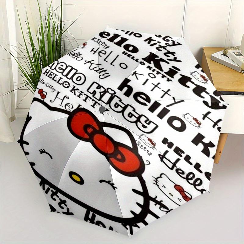 Hello Kitty,Bow Automatic Folding Umbrella-Simple 8-Rib Design, Bright Cartoon Pattern, Durable Iron Frame, Suitable For Travel, Outdoor, Be