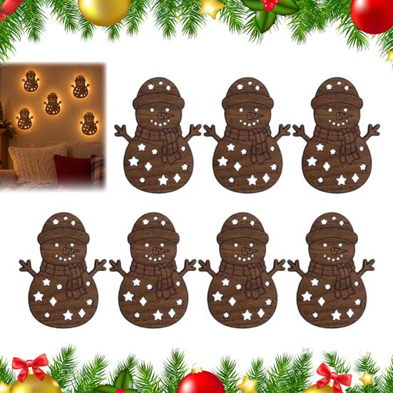 Decorazioni Accoglienti per la Casa Invernale 7 Pezzi Renne di Legno 3D Luminose Decorazione Natalizia con Retroilluminazione LED Calda, Adesivi a Strappo e Sagoma Rustici