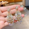 Zircon Pearl Glass Pendant Earrings Retro Light Luxury Exquisite Earrings Temperament Fashion High Sense Earrings Women