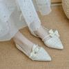 2025 Autumn Versatile Evening Wind Gentle Shoes Bow Xiaoxiangfeng Single Shoes Bridesmaid Shoes Flat Doudou Shoes Women
