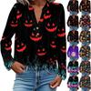 Women's Fashionable And Casual Shirt Long Sleeve V-neck Button Printed Blouse Top