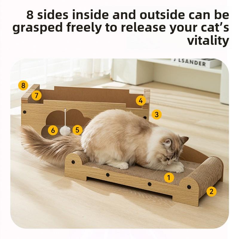 Новая интегрированная кошачья игровая и сонная доска Mansion Villa, двухслойная деревянная кошачья когтеточка, многофункциональное кошачье гнездо, устойчивая к царапинам игрушка для домашних животных