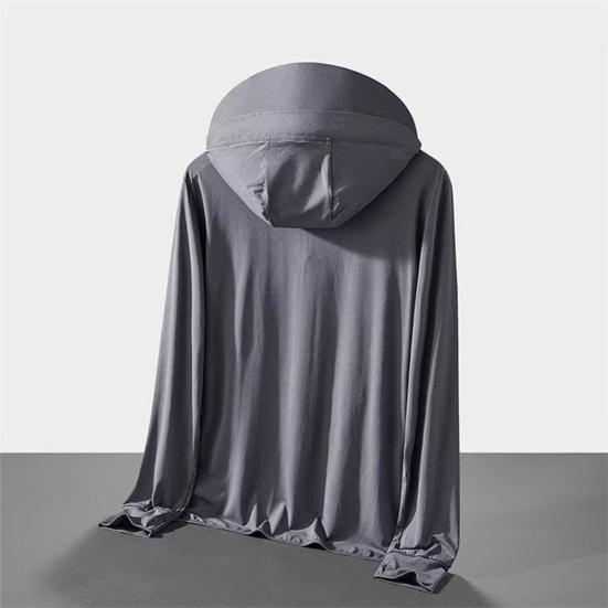 Солнцезащитная одежда Куртка мужская женская с капюшоном и длинным рукавом на молнии из ледяного шелка для защиты от ультрафиолета