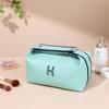 High-Capacity Waterproof Canvas Cosmetic Bag - Portable, Solid Color Travel Pouch
