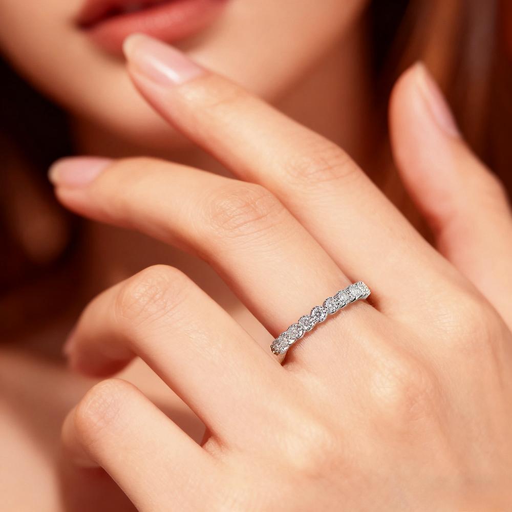 Женское кольцо с полным рядом муассанитов круглой огранки 2 мм CopperSparkling Кольца для stacking Обручальные кольца Свадебные кольца Ювелирные изделия