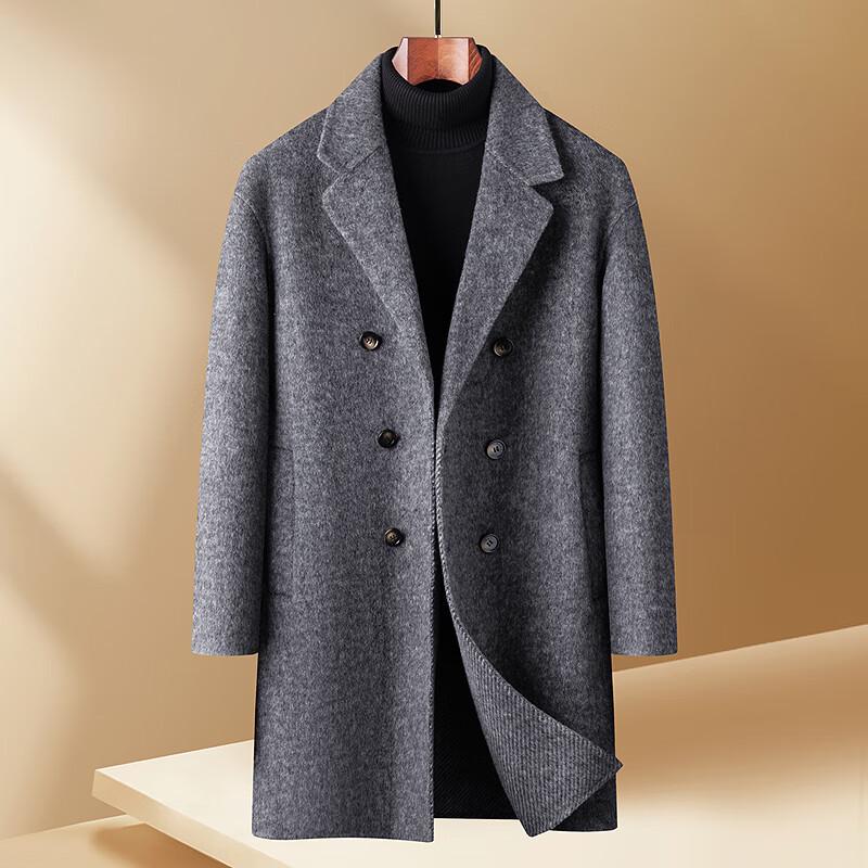 FAPAI Men's Double-Breasted Wool Blend Overcoat