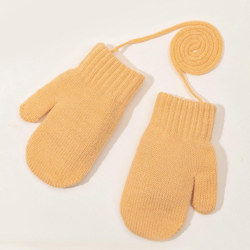 Baby Winter Gloves Candy Color Halter Kids Mittens for Children Girls Boys Accessories Warm Knitted Kids Gloves 1-4Y