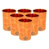 Pure Copper Plain Glass with Magical Floral Design, Drinking Serving Water, Yoga Ayurveda, Volume-300 Ml, Pack of 6