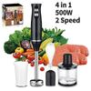 Ручной блендер 4 в 1 500 Вт 2 скорости с лезвиями из нержавеющей стали мощный миксер для смузи с процессором 500 мл и чашей для смешивания 700 мл