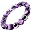 Glowing Firefly Glass Sea 10mm Terahertz Ore 10mm Size Inner Diameter Popular Power Stone Bracelet (Deep Purple) (M 17.5cm) Men's Women's