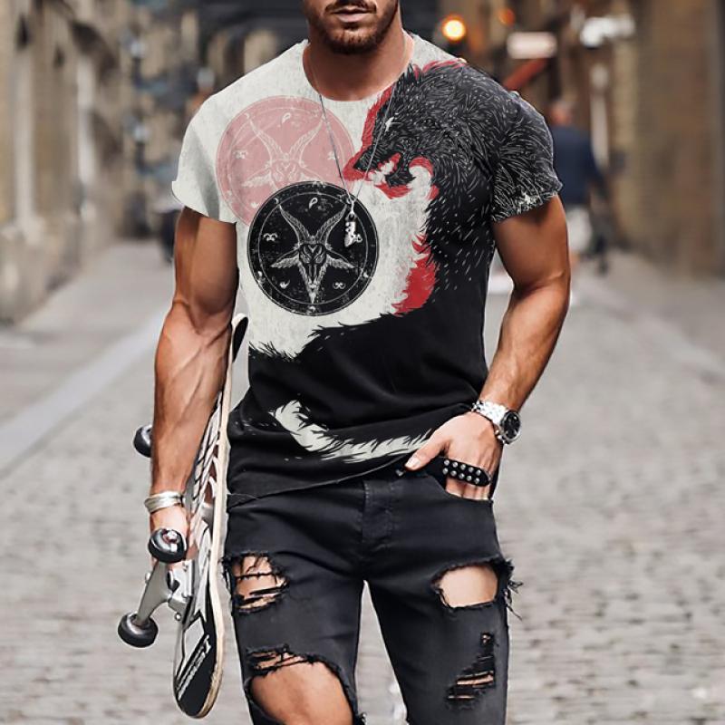 Мужская футболка со страшным черепом, футболка с 3D принтом черепа, мужская футболка большого размера с короткими рукавами, панк-топ, мужской костюм смерти