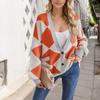 Женский повседневный модный удобный кардиган с длинным рукавом, уличный тренд, геометрический вязаный свитер