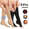 1 Pair Open Toe Zipper Compression Socks, Unisex Knee High Thermal Sports Stockings,Support For Running, Nurse, Athletic