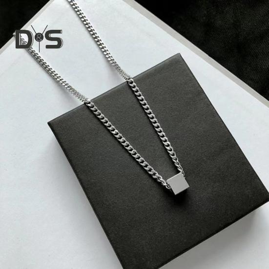 Геометрическое ожерелье с подвеской для мужчин Серебряный кубический кулон цепочка ожерелье гипоаллергенные украшения для повседневной носки